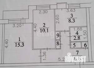 2-к квартира, вторичка, 45м2, 2/3 этаж