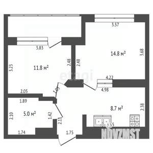 2-к квартира, вторичка, 48м2, 15/16 этаж