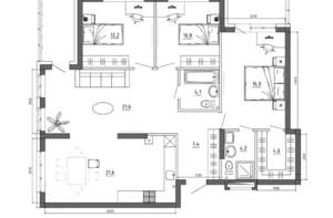 3-к квартира, вторичка, 116м2, 15/15 этаж