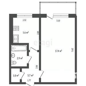 1-к квартира, вторичка, 31м2, 5/5 этаж