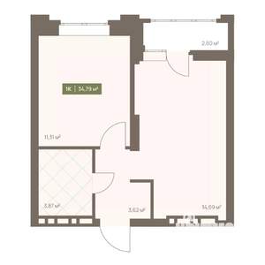 1-к квартира, вторичка, 35м2, 16/16 этаж