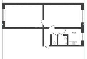 2-к квартира, вторичка, 44м2, 1/5 этаж