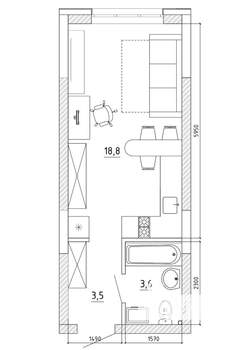 1-к квартира, вторичка, 26м2, 2/8 этаж