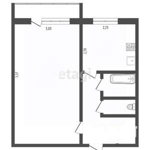 1-к квартира, вторичка, 32м2, 2/5 этаж