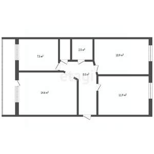 3-к квартира, вторичка, 61м2, 2/5 этаж