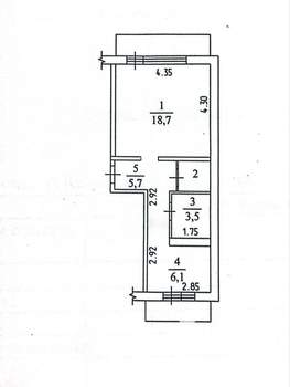 1-к квартира, вторичка, 37м2, 4/9 этаж