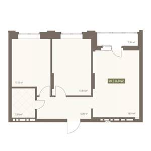 2-к квартира, вторичка, 55м2, 5/16 этаж