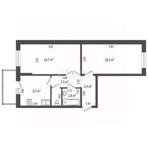 2-к квартира, вторичка, 53м2, 6/9 этаж