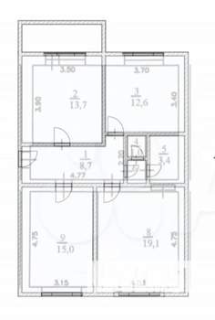 3-к квартира, вторичка, 75м2, 4/4 этаж