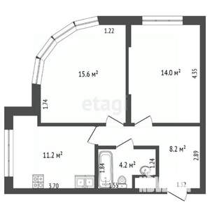 2-к квартира, вторичка, 56м2, 11/17 этаж