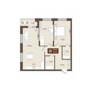 3-к квартира, вторичка, 81м2, 4/20 этаж