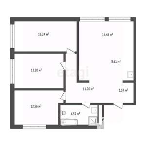 4-к квартира, вторичка, 87м2, 12/16 этаж