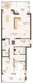 3-к квартира, вторичка, 105м2, 2/7 этаж