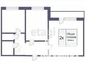 2-к квартира, вторичка, 44м2, 5/9 этаж