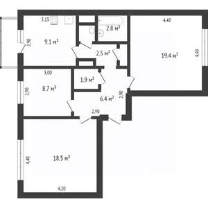 3-к квартира, вторичка, 68м2, 4/10 этаж