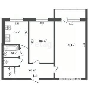 2-к квартира, вторичка, 44м2, 2/5 этаж