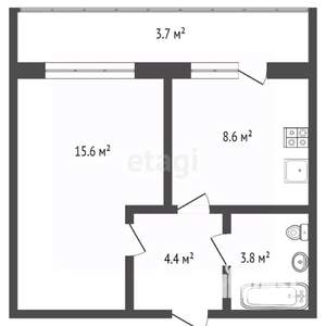 1-к квартира, сданный дом, 33м2, 11/15 этаж