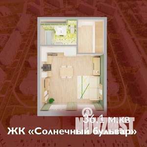 1-к квартира, строящийся дом, 36м2, 6/8 этаж