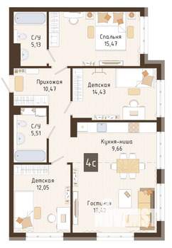3-к квартира, вторичка, 91м2, 3/7 этаж