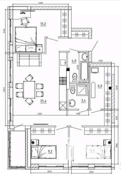 3-к квартира, вторичка, 88м2, 6/15 этаж