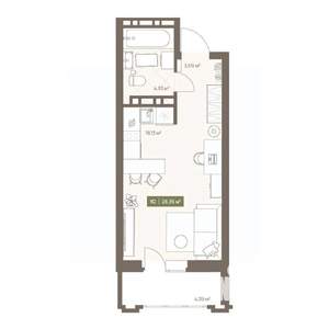 Студия квартира, вторичка, 28м2, 7/16 этаж