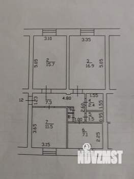 3-к квартира, вторичка, 63м2, 2/3 этаж