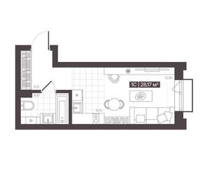 1-к квартира, вторичка, 28м2, 6/16 этаж