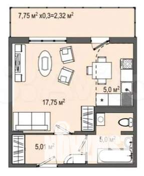 Студия квартира, вторичка, 35м2, 11/16 этаж
