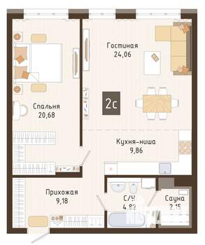 3-к квартира, вторичка, 72м2, 3/7 этаж