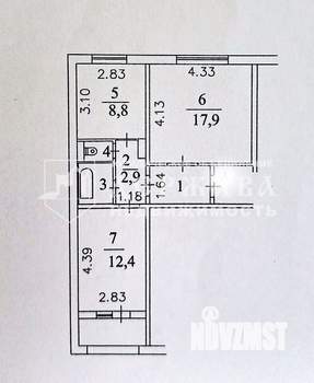 2-к квартира, вторичка, 50м2, 9/9 этаж