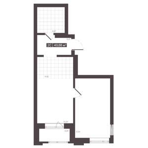 2-к квартира, строящийся дом, 50м2, 13/16 этаж