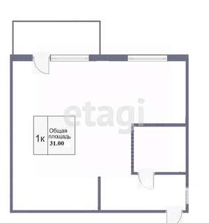 1-к квартира, вторичка, 31м2, 3/5 этаж