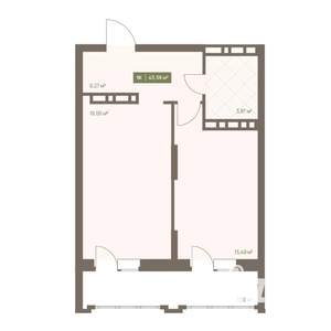 1-к квартира, вторичка, 43м2, 2/16 этаж