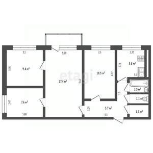 4-к квартира, вторичка, 61м2, 4/5 этаж