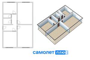 3-к квартира, вторичка, 76м2, 2/3 этаж