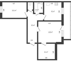 3-к квартира, вторичка, 88м2, 4/9 этаж