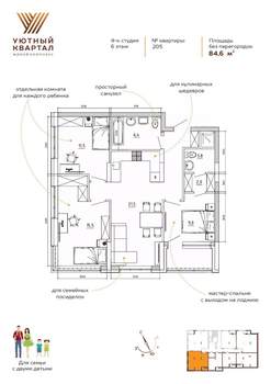 3-к квартира, вторичка, 85м2, 6/8 этаж
