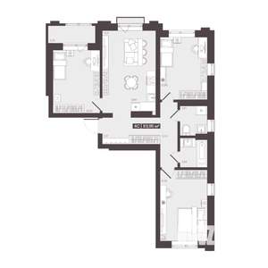 4-к квартира, строящийся дом, 84м2, 12/16 этаж