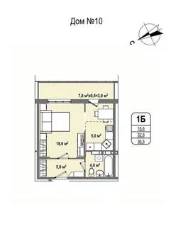 1-к квартира, строящийся дом, 37м2, 5/16 этаж
