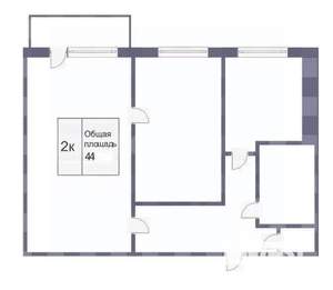 2-к квартира, вторичка, 44м2, 4/5 этаж