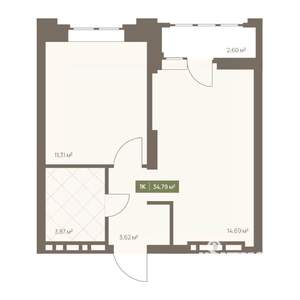 1-к квартира, вторичка, 35м2, 2/16 этаж