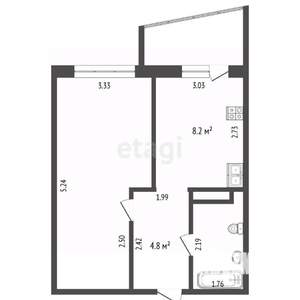 1-к квартира, вторичка, 33м2, 4/16 этаж