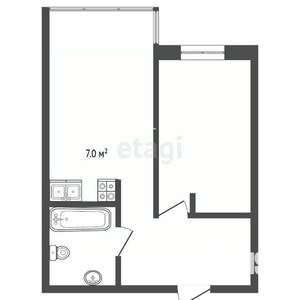 2-к квартира, вторичка, 43м2, 5/7 этаж