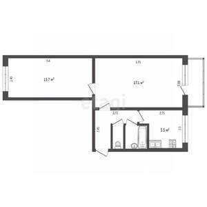 2-к квартира, вторичка, 44м2, 4/5 этаж