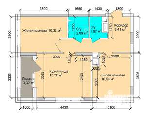 3-к квартира, строящийся дом, 54м2, 14/15 этаж