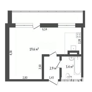 1-к квартира, вторичка, 35м2, 1/10 этаж