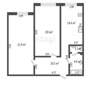 2-к квартира, вторичка, 72м2, 3/10 этаж