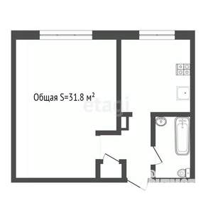 1-к квартира, вторичка, 32м2, 2/2 этаж