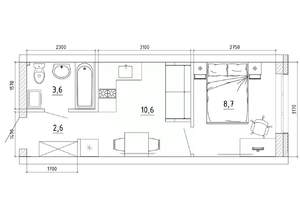 1-к квартира, вторичка, 27м2, 2/8 этаж