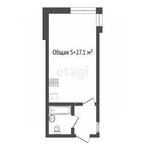 Студия квартира, вторичка, 27м2, 4/15 этаж